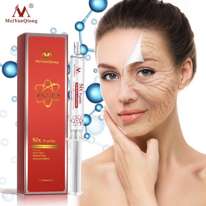 Meiyanqiong Six Peptide Hyaluronic Acid Essence Anti Aging Anti Wrinkle Lifting Face Serum Deeply Repair Concentrate Skin Care