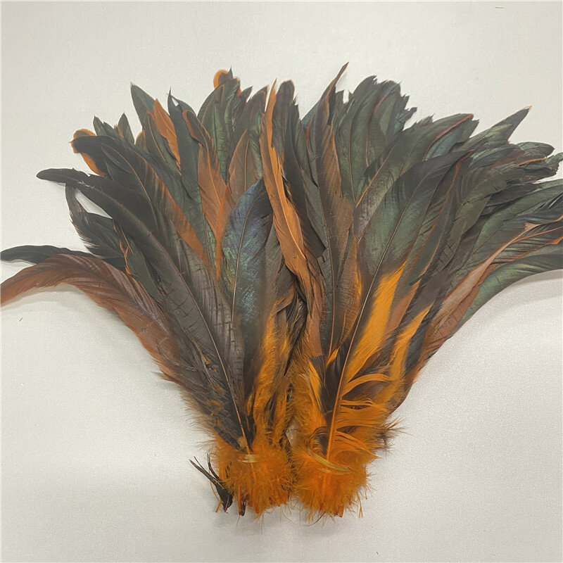 Plumas de gallo natural naranja, 10-12 pulgadas/25-30cm, suministros de bricolaje para Celebración del hogar, 100 unids/lote, venta