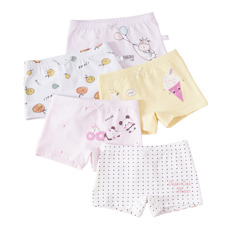 Ropa interior de algodón para niñas pequeñas, bragas para niños pequeños, pantalones cortos bonitos de Panda, talla 3-12 años, 5 unids/paquete