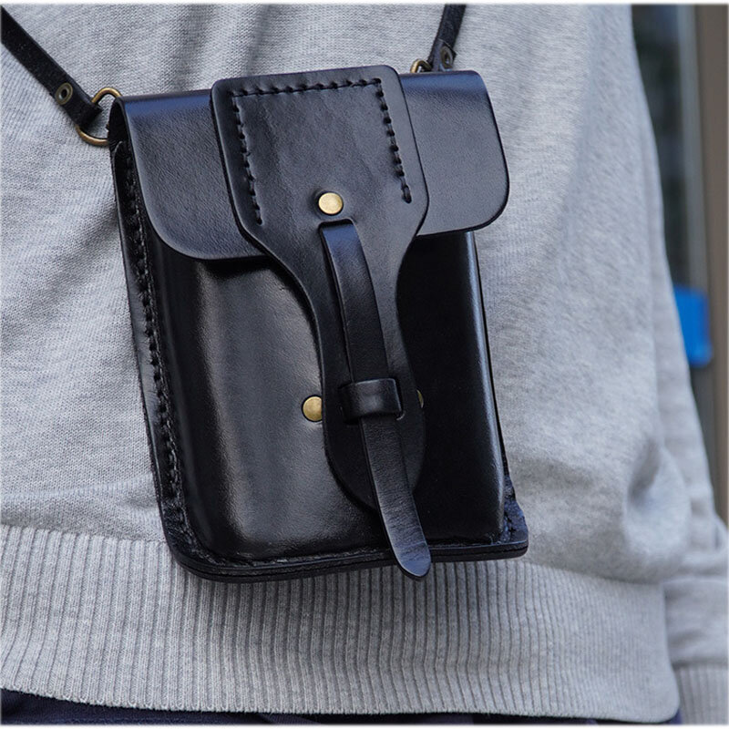 Cinturón de cuero para teléfono móvil, bolsa con eslinga para la cintura, bolsillos multifunción resistentes al desgaste, riñonera