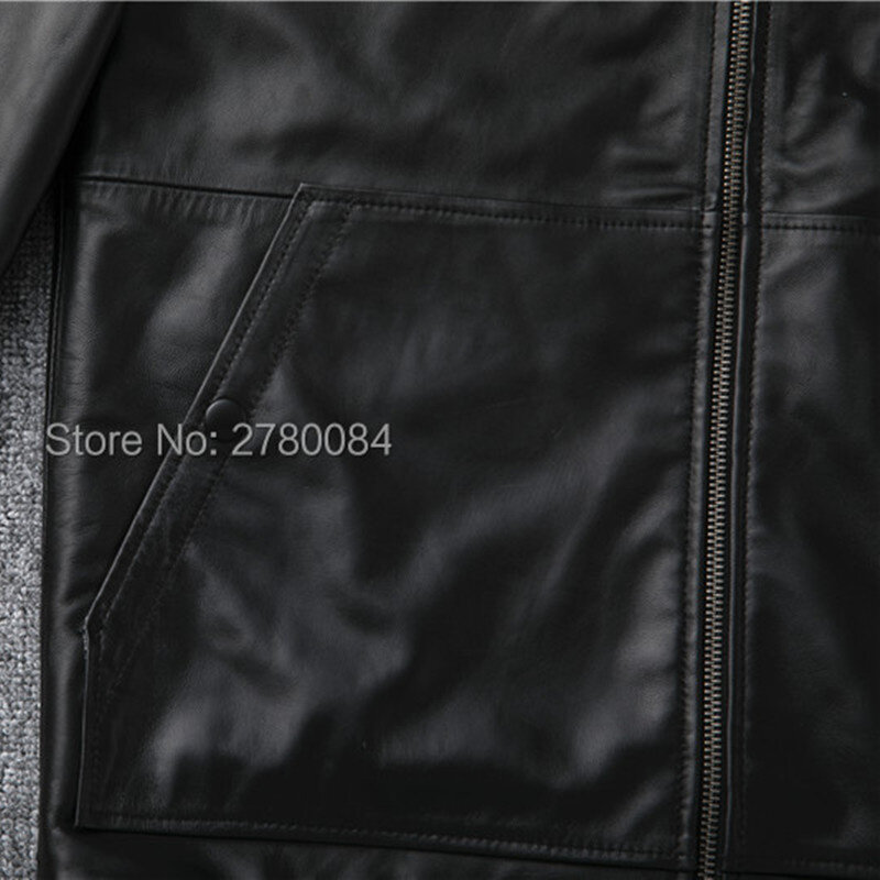 Gu.seemio genuine leather jacket with hooded cap sheep skin loose coat factory real natural outer wear suit garment thick