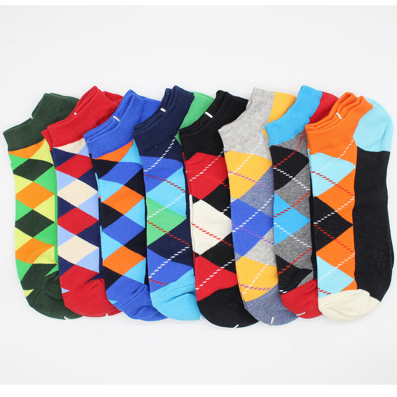 6/12 pares meias de tornozelo casuais coloridas da cerveja, moda harajuku, meias curtas de algodão da grade de comida de fruta, moda masculina