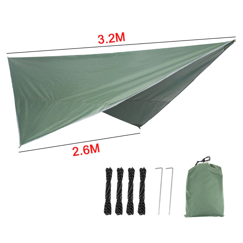Camping Hammock เต็นท์กันสาด Rain Fly กันน้ำยุงสุทธิเปลญวน Canopy แบบพกพา Sunshade