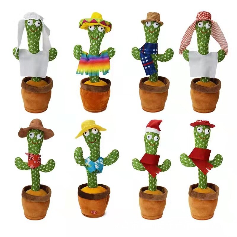 Dansen Zingen Gebreide Stof Decoratie Babies Dat Kan Zingen Stark Cactus Opname Batterij Versie Gloeiende Cactus