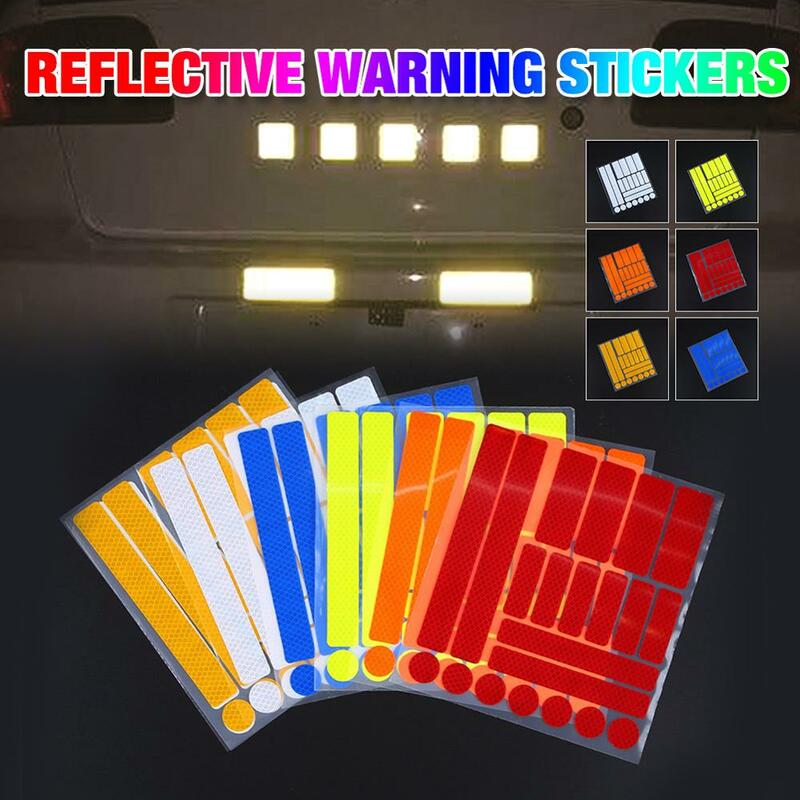 21Pcs/set Motorcycle Reflective Stickers Safety Warning Tapes Bicycle Reflector Cycling Warning Reflector Film Decal Tape