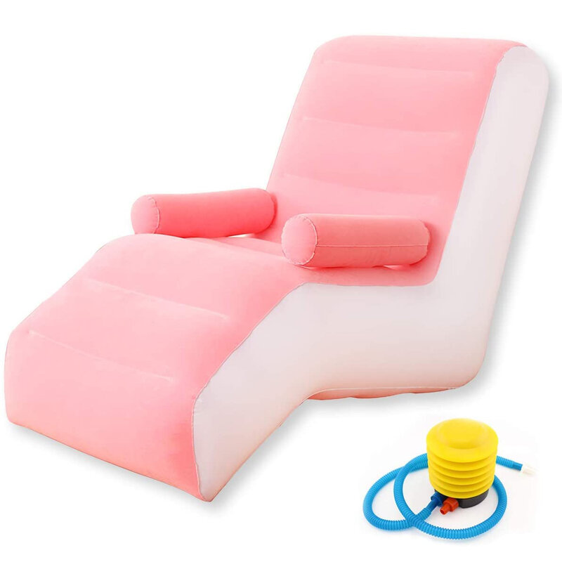 Kursi Malas Tiup Kursi Lantai Malas Lipat Tempat Tidur Sofa dengan Sandaran Tangan Berbentuk S Kursi Sofa Santai Luar Ruangan Rumah