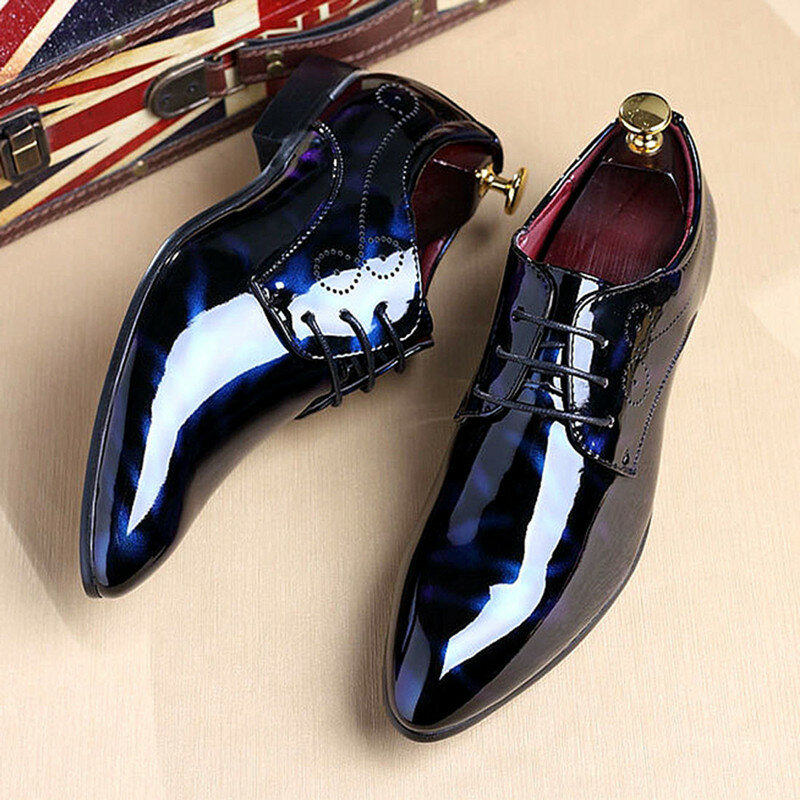 Men's leather shoes shiny business suits new best man shoes patent leather nightclub British pointed shoes chaussure homme