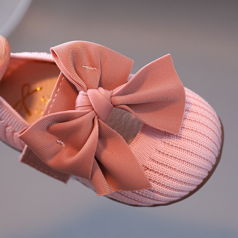 Zapatos de princesa con lazo para bebé, zapatillas de suela blanda para niña de 1 a 2 años, zapatos informales para bebé