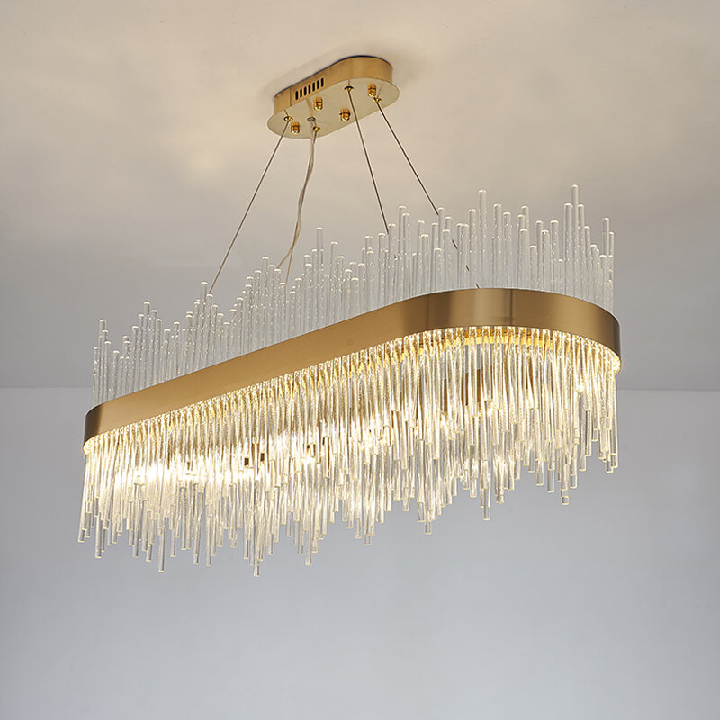 Artpad Runde Kristall Kronleuchter Küche Beleuchtung Luxus Oval Gold Wohnzimmer Kronleuchter Lustre Dekorative Led-leuchten