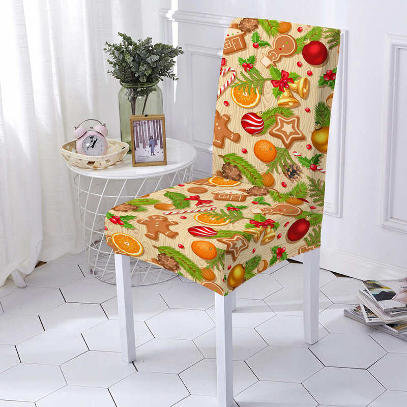 Christmas Chair Covers Elastic for Dining Room Spandex Chair Seat Cover Housse de Chaise Christmas Decoraions for Home