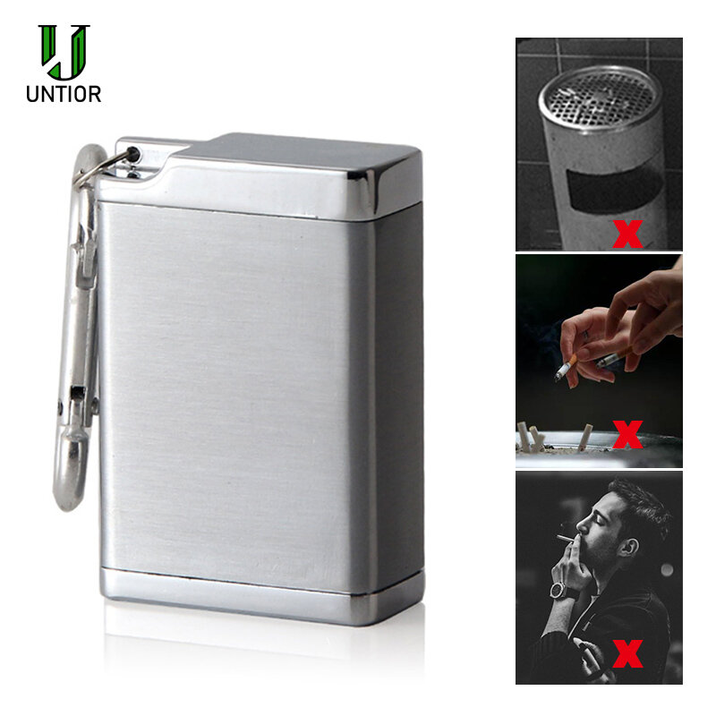 UNTIOR Mini Tragbare Aschenbecher Zigarette Keychain Outdoor Use Taschen Rauchen Rauchen Asche Tablett mit Deckel Schlüssel Kette für Reisen