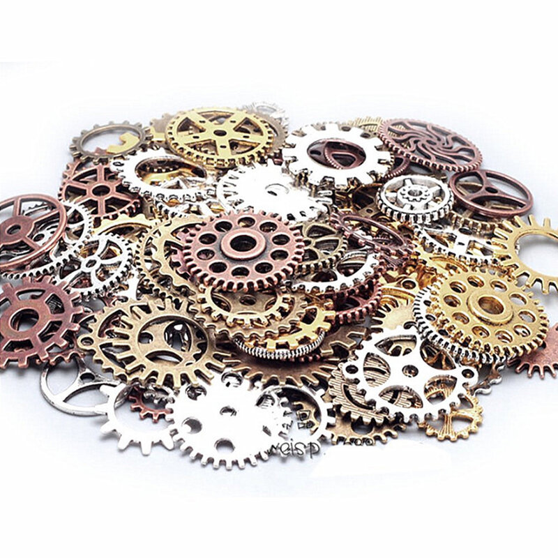 100 grama peças de liga rodas pingente artesanato mix estilos relógio steampunk engrenagens diy sortidas jóias acessórios duráveis