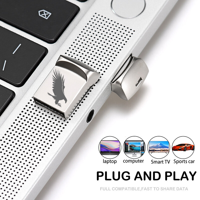 JASTER – mini clé USB 2.0 avec LOGO gratuit, 4GB, 8GB, 16GB, 32GB, 64GB, 128GB, métal et argent, avec porte-clés, plus de 10 pièces