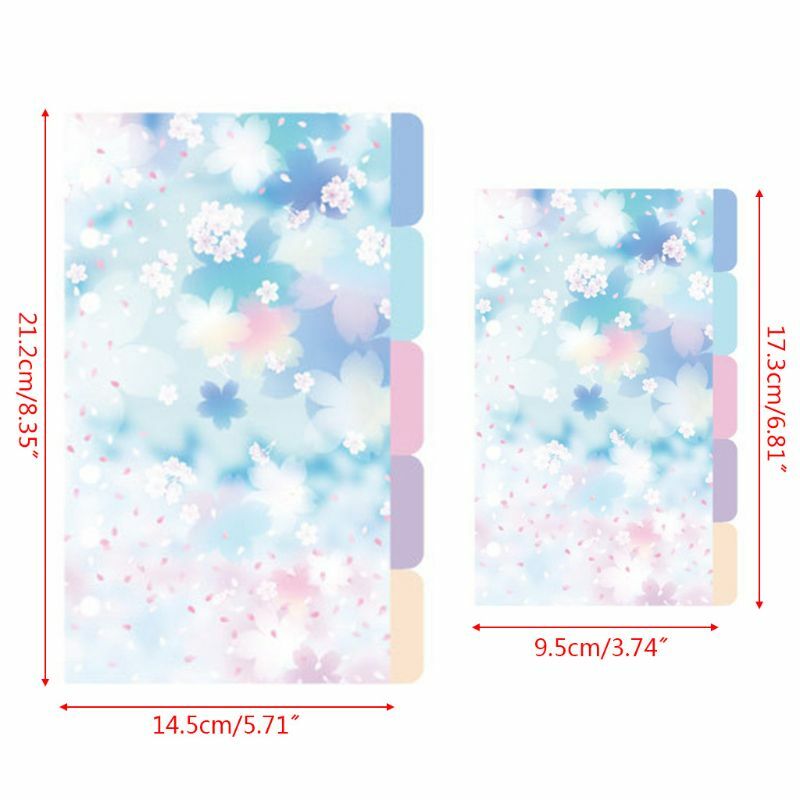 1Set Cherry Blossom A5 A6 Loose Leaf Notebook Divider Index Separator Binders