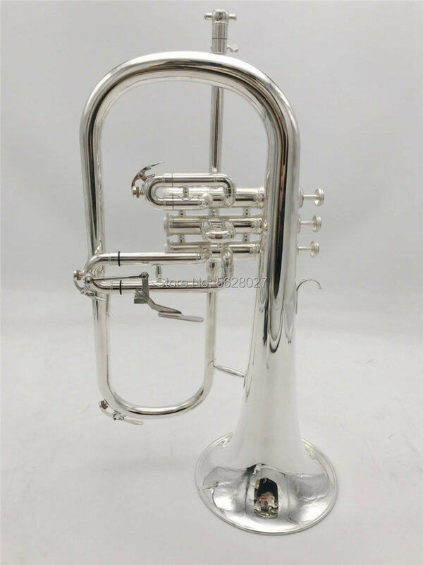 Novo b plana flugelhorn latão banhado a prata bb trompete alta qualidade instrumentos musicais de bronze chifre com bocal frete grátis