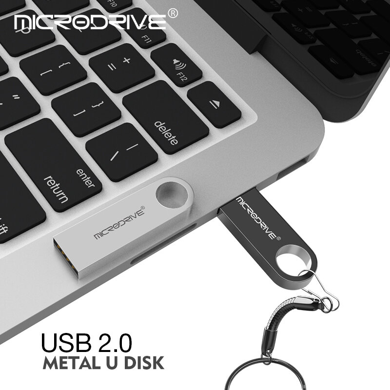 Clé USB en métal 4 couleurs, support à mémoire de 4 GB 8GB 16 GB 32 GB 64 GB 128GB, lecteur Flash de haute qualité avec porte-clés