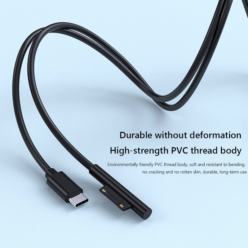 Adaptateur de chargeur USB type-c 65W 15V 3A PD, 1.5m, câble de charge rapide pour Microsoft Surface Pro 7/6/5/4/3 Book/Book 2