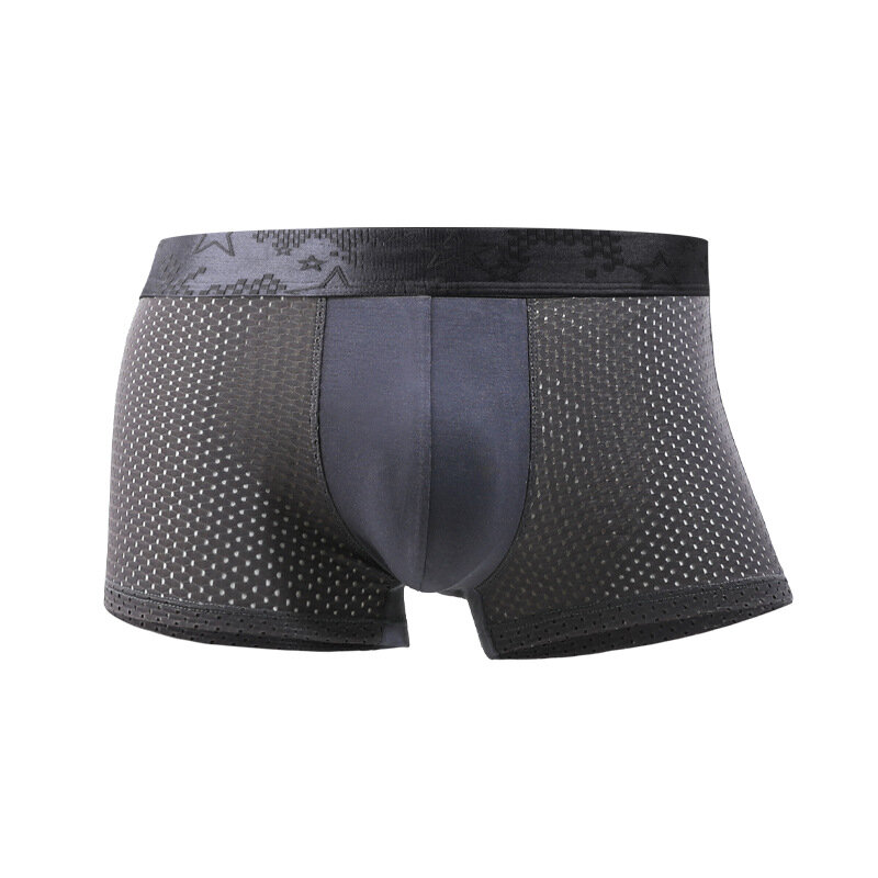 Boxers Men Underwear Sexy Ice Silk Panties Gay Breathable Mesh Pouch Underpants Male Boxershorts 