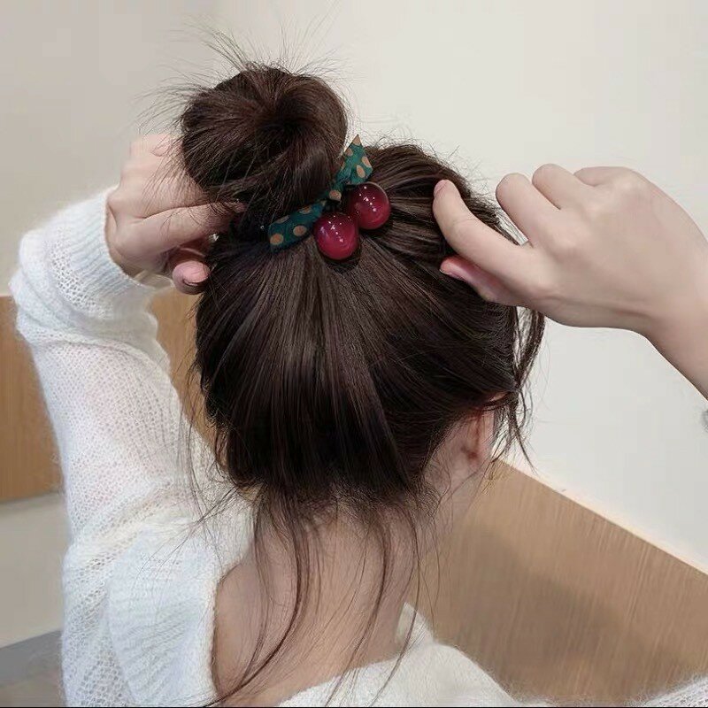 Doce adorável corda de cabelo bonito coreano moda bola cabeça de borracha fita laços de cabelo cordas rabo de cavalo titular acessórios meninas laços de cabelo