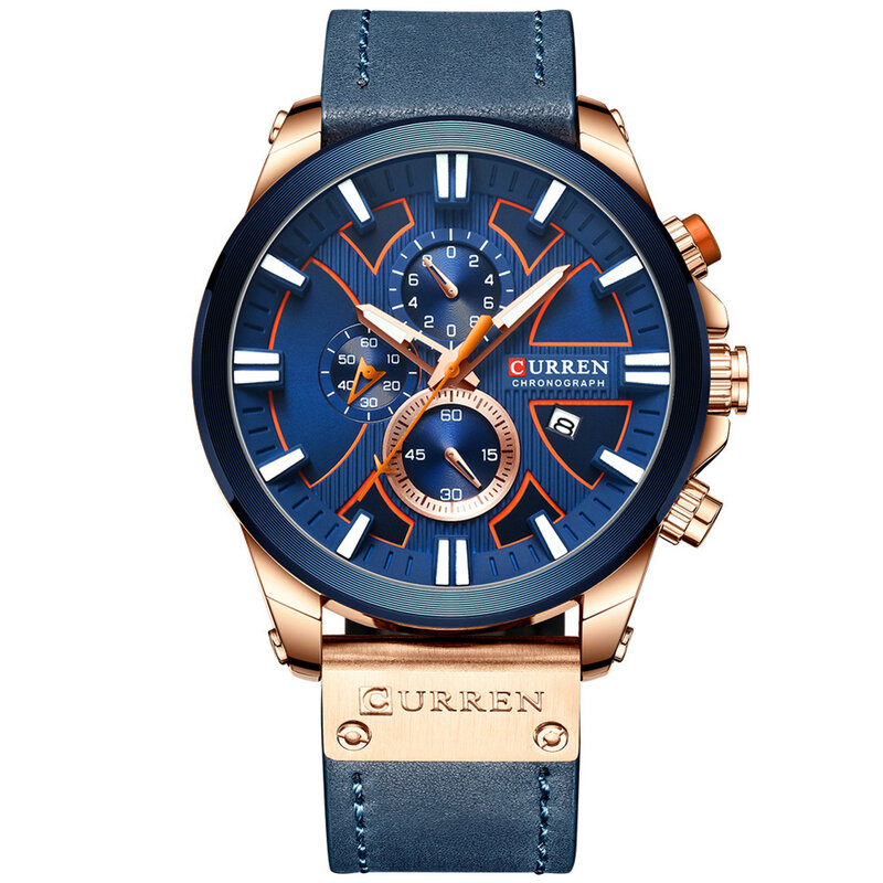 Curren-relógio de pulso masculino, à prova d'água, pulseira de quartzo, multifuncional, cronógrafo, esporte, nyz shop, 8346