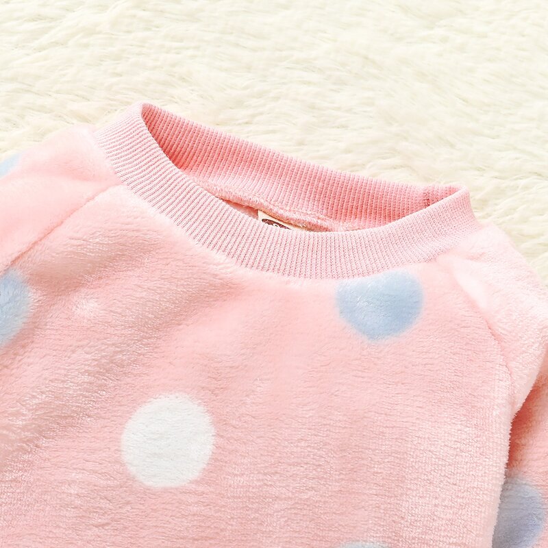 PatPat Baru Kedatangan Musim Gugur dan Musim Dingin 2Pcs Bayi Gadis Manis Polka Dot Bayi Set Pakaian Musim Dingin Hangat Tebal sweater Pakaian