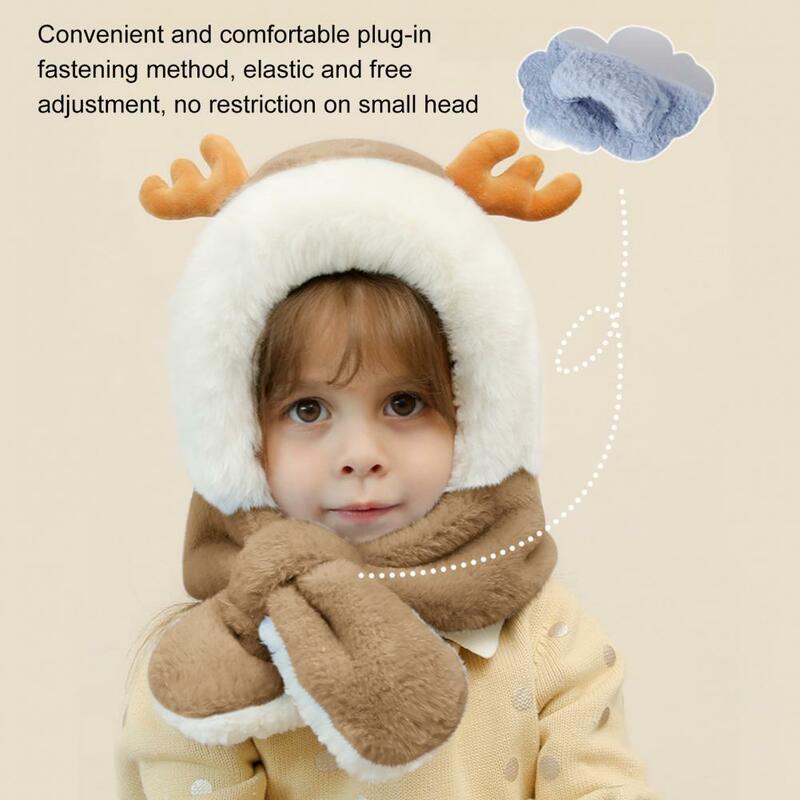 Plush Cap Fashionable Pilling Resistance Wind-proof Kids Winter Hat Scarf Set for Ourdoor  Children Hat  Ear Protect Cap
