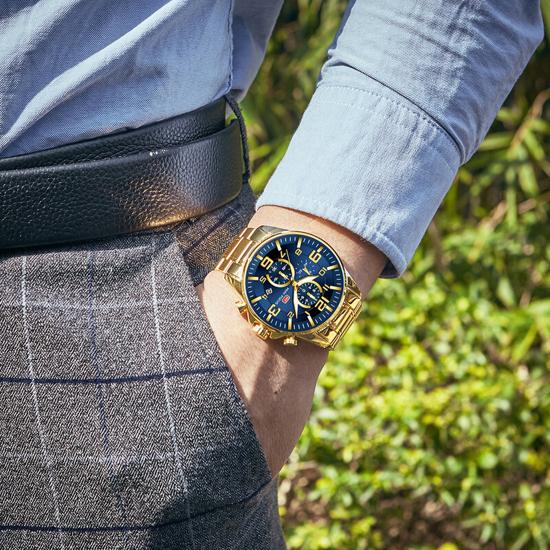 MINI FOCUS-reloj analógico de acero inoxidable para hombre, accesorio de pulsera resistente al agua con cronógrafo, complemento masculino de marca de lujo con calendario, complemento masculino de negocios multifunción
