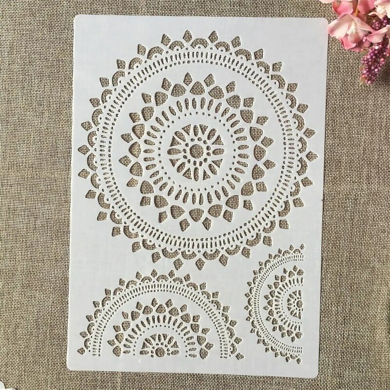 A4 29cm Round In Round Mandala DIY Layering Stencils Wall Painting Scrapbook Coloring Embossing Album Decorative Template