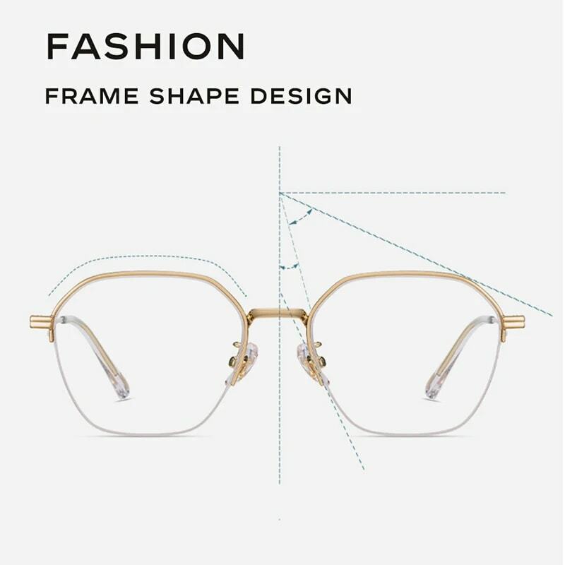 CAPONI Glasses Blue Light Protection Women Computer Optical Eyeglasses Fashion Gold Half Frame Titanium Alloy Glasses JF21021