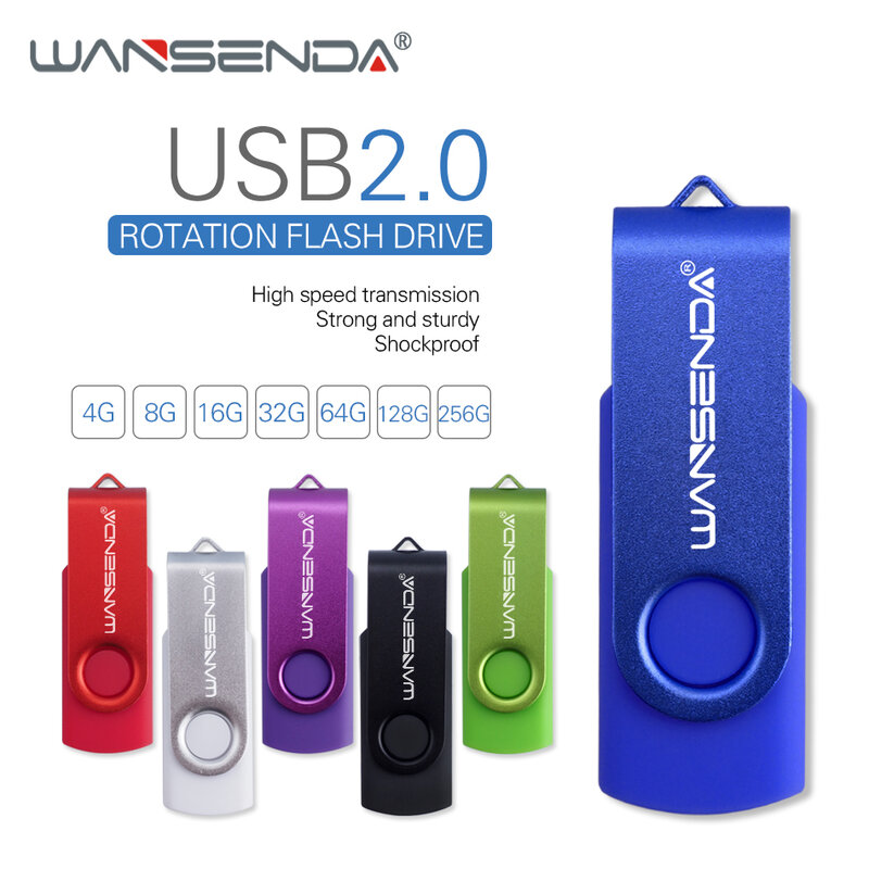 WANSENDA Quay Ổ USB Flash 128GB Kim Loại Bút 8GB 16GB 32GB 64GB 256GB pendrive Dung Lượng Thực Flash Thẻ Nhớ USB