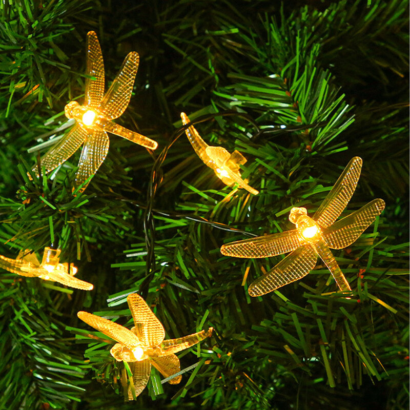 Multi cor libélula fadas cordas luzes a pilhas para o quarto de natal ao ar livre jardim festa decoração 10/20/30/40/50/80leds