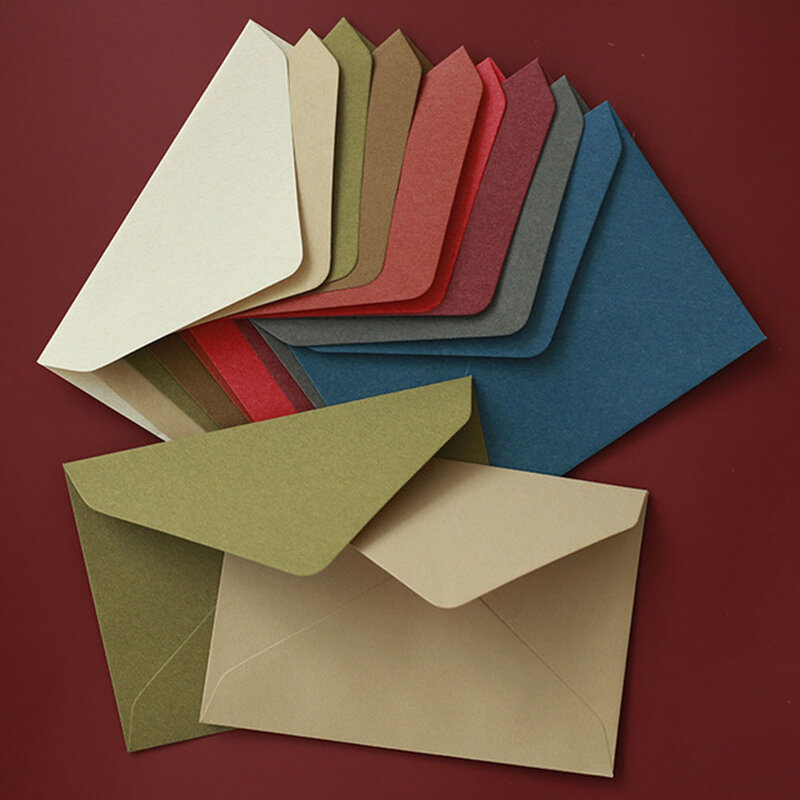 10Pcs ที่มีสีสัน Retro ซอง Diy มัลติฟังก์ชั่กระดาษเปล่าซองจดหมายงานแต่งงานเชิญการ์ดอวยพรของขวัญ School ...