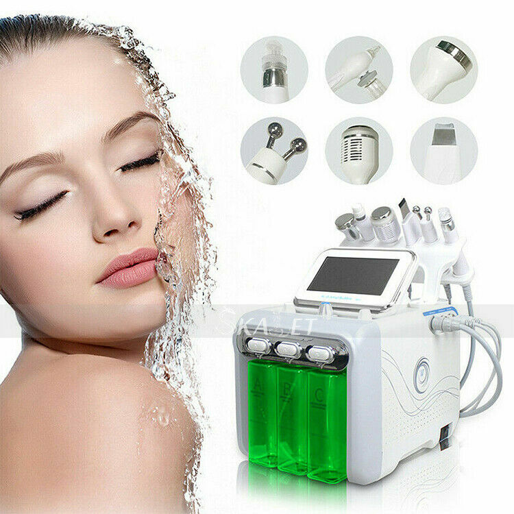 Máquina de limpeza de poros facial 6 em 1, hydra dermabrasion, à vácuo, rf, limpeza de pele, cuidados com a pele, máquina a jato de oxigênio