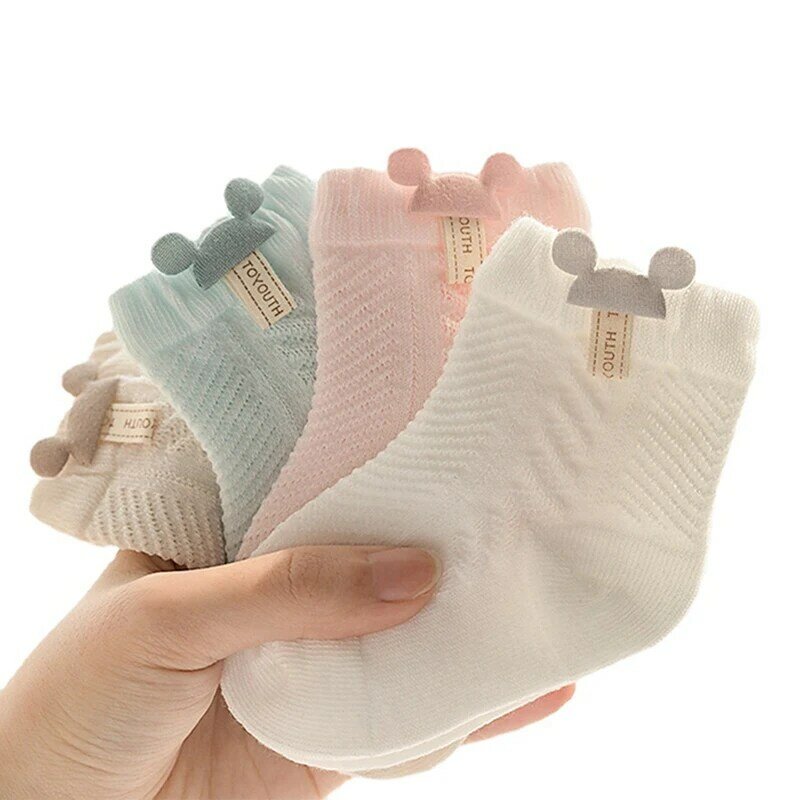 Calcetines finos de algodón para bebé, medias de sutura deshuesada para niños y niñas, accesorios para recién nacidos, 4 par/lote