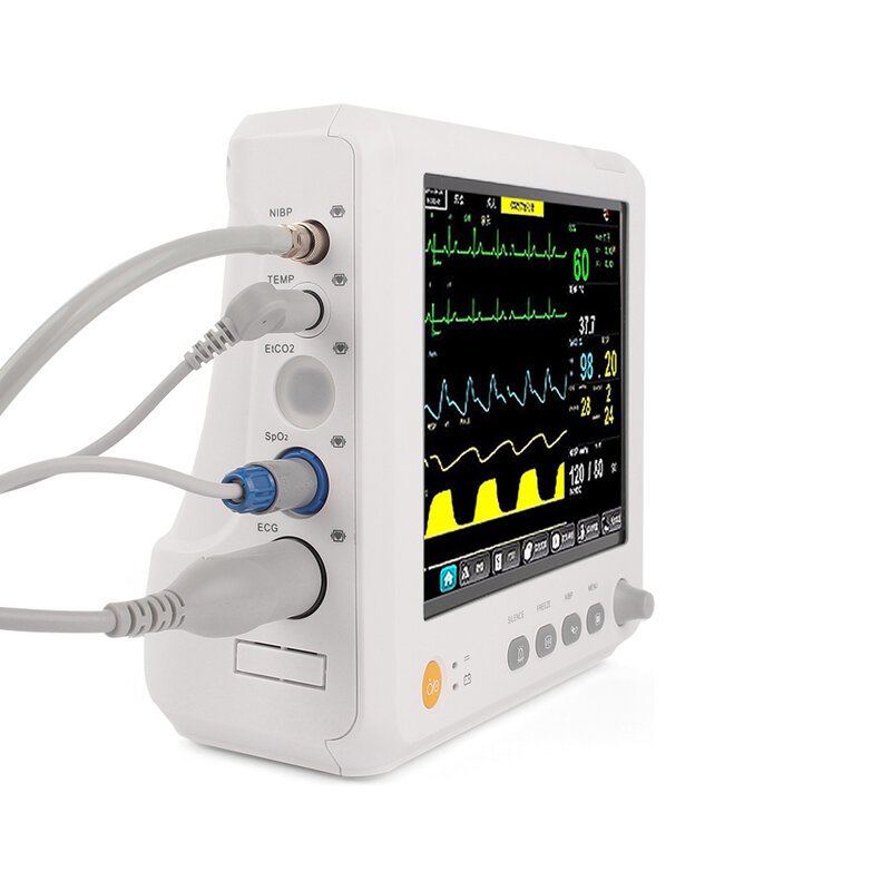 VET 6 Parameters Patient Monitor NIBP,Spo2, PR,ECG,RESP,TEMP Multi-parameters Patient Monitor 8 Inch