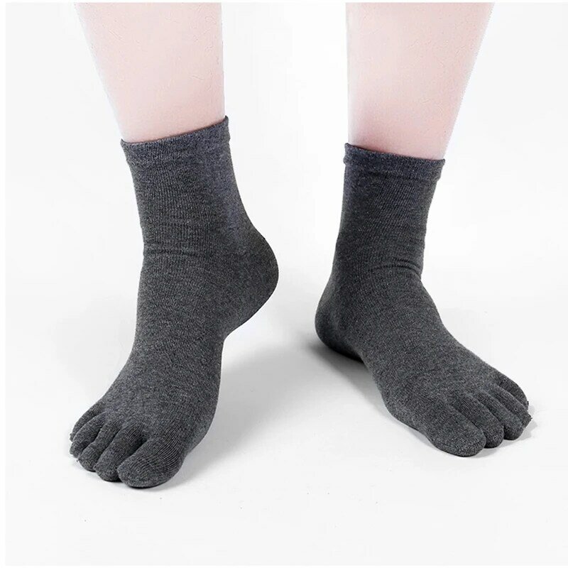Calcetines de algodón transpirables para hombre y mujer, medias de cinco dedos para deportes, correr, Color sólido, negro, blanco, gris, azul, caqui y café