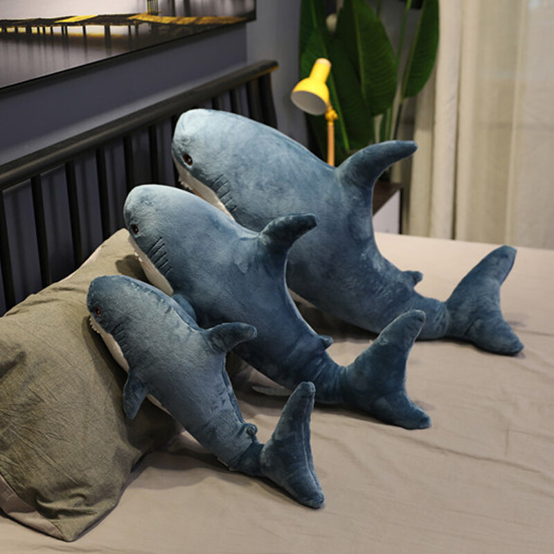 1pcs 상어 플러시 장난감 인기 잠자는 베개 여행 동반자 장난감 선물 상어 귀여운 박제 동물 물고기 베개 완구 어린이를위한