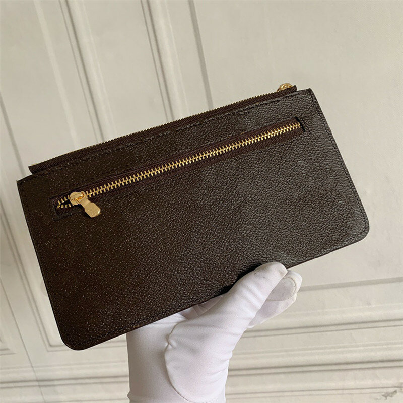 Luksusowy prosty portfel na zmianę portfela trzy karty, jeden duży slot na notatki i jedna strona pull modna torebka z pudełkiem delideliy