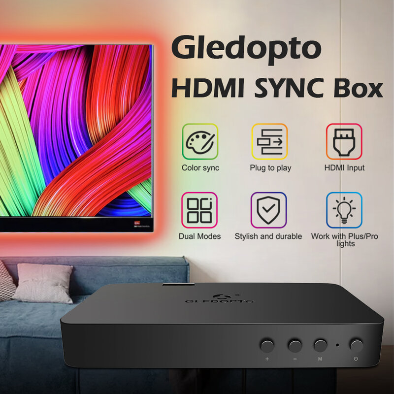 Gledot-DDR3 TVバックライト,同期ボックス,カラー変更,調光可能テレビ,バックライト,HDMI互換,4k