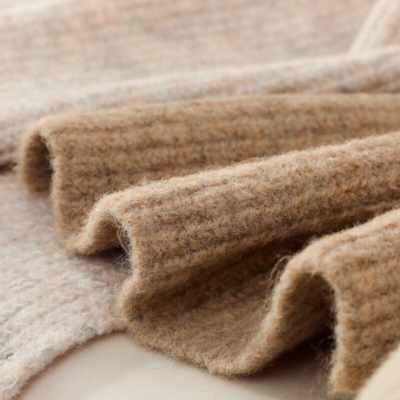 รุ่นยุโรปถักผ้าพันคอสำหรับฤดูใบไม้ร่วง/ฤดูหนาว35 × 180ซม.สีขนสัตว์บริสุทธิ์ผ้าพันคอสบายๆและอ...