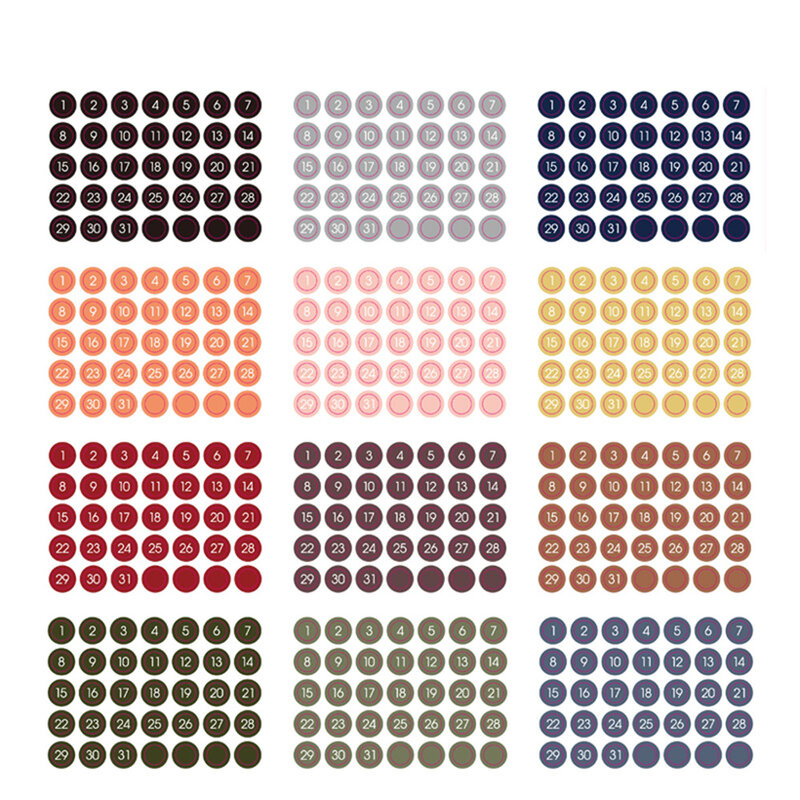 12 fogli adesivi rotondi colorati etichette a punti circolari per Agenda Planner decorazioni per adesivi di cancelleria forniture per diario