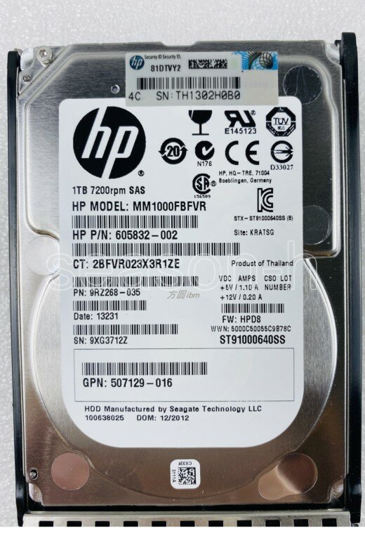 HP 605835-B21 606020-001 1T 2.5 "7.2K SAS RPM Hard Drive