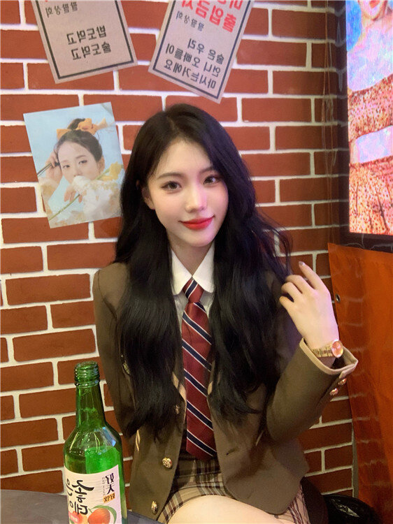 Jupe d'écolière coréenne, chemise blanche plissée, Style collège, costume de vieillissement, manteau femme