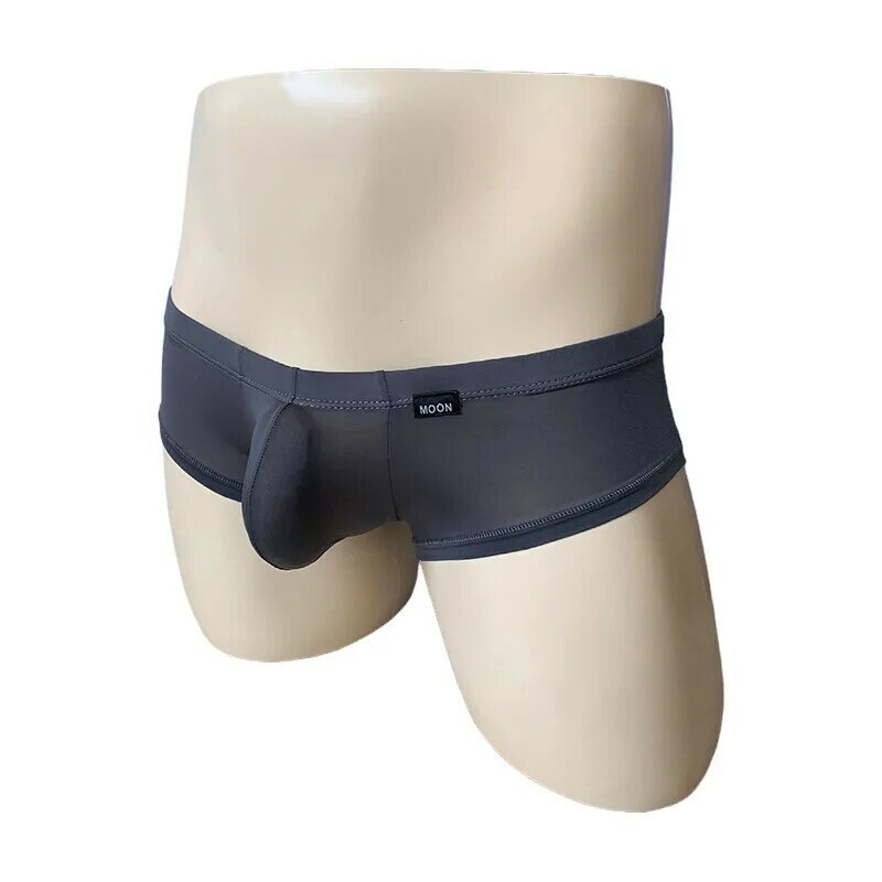 Male Pouch Ice Silk Softable Boxer Mens Sexy Low Rise Solid Smooth Tight Underwear New