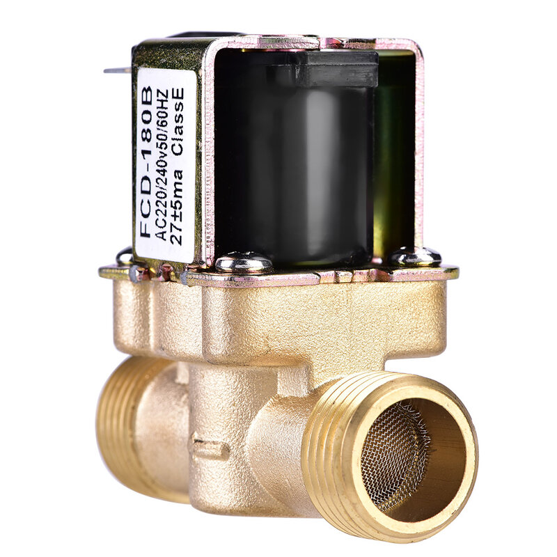 1/2 InchAC 220V Normally Closed Brass Electric Solenoid Magnetic For Water Control L Inlet Electric Magnetic Solenoid Valve