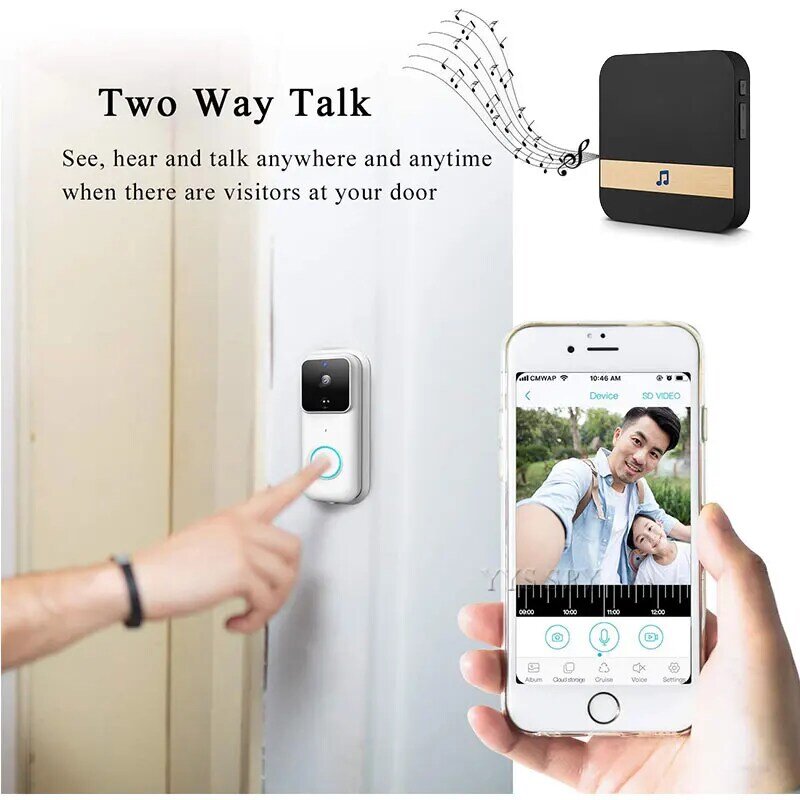 Wifi Doorbell 1080P Wireless Video Call Two Way Audio Smart Home Ring Remote Control Digital Outdoor Door Peephole Bell Camera