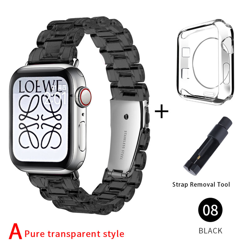 Correa transparente para Apple Watch Series 6 SE 5 4 3 21, accesorios para Iwatch de 38mm 40mm 42mm 44mm