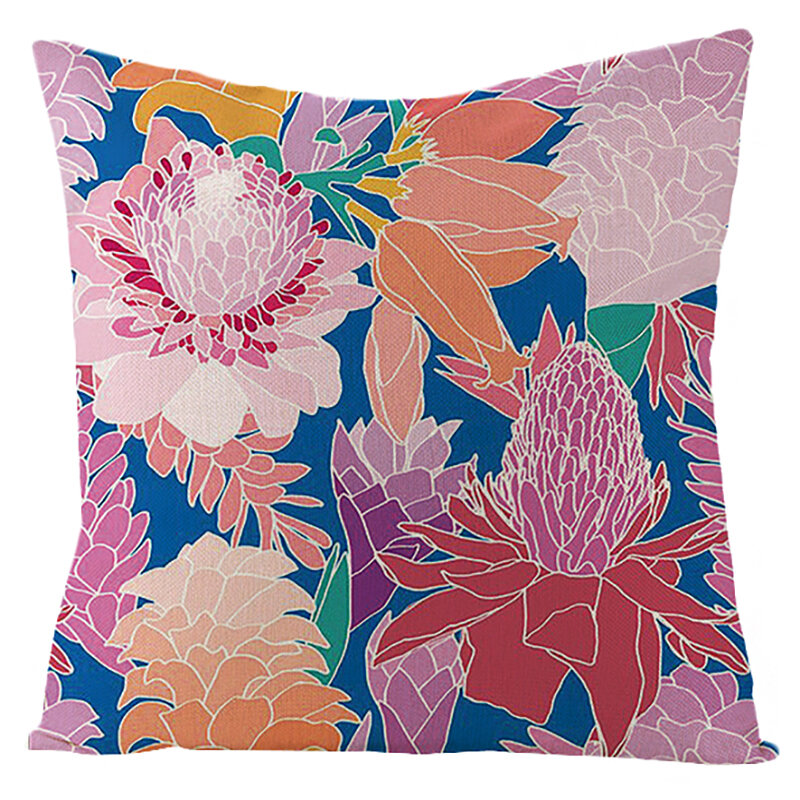 Poszewki na poduszki wystrój łóżka kolorowe kwiaty poszewki na poduszki kwadratowa pokrywa Home dekoracyjna bawełna pościel bez wypełniacza