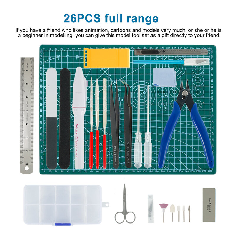 Modeler ferramentas básicas diy conjunto de artesanato para hobby modelo kit de construção moedura portátil modelador ferramentas básicas para fazer brinquedos carros