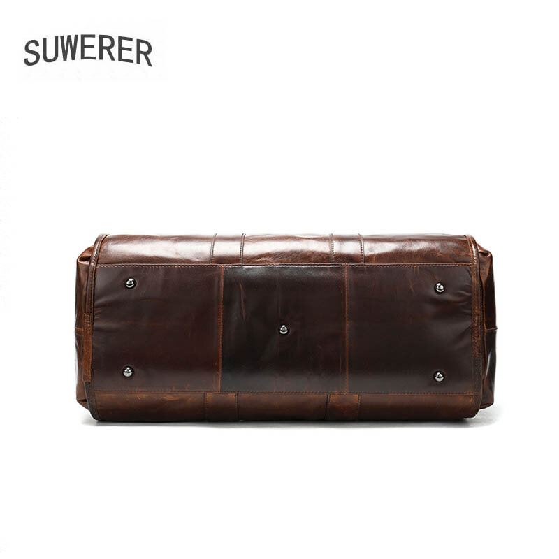 SUWERER New Genuine Leather bag tote Men's bag business travel large capacity portable travel bag soft cowhide leather